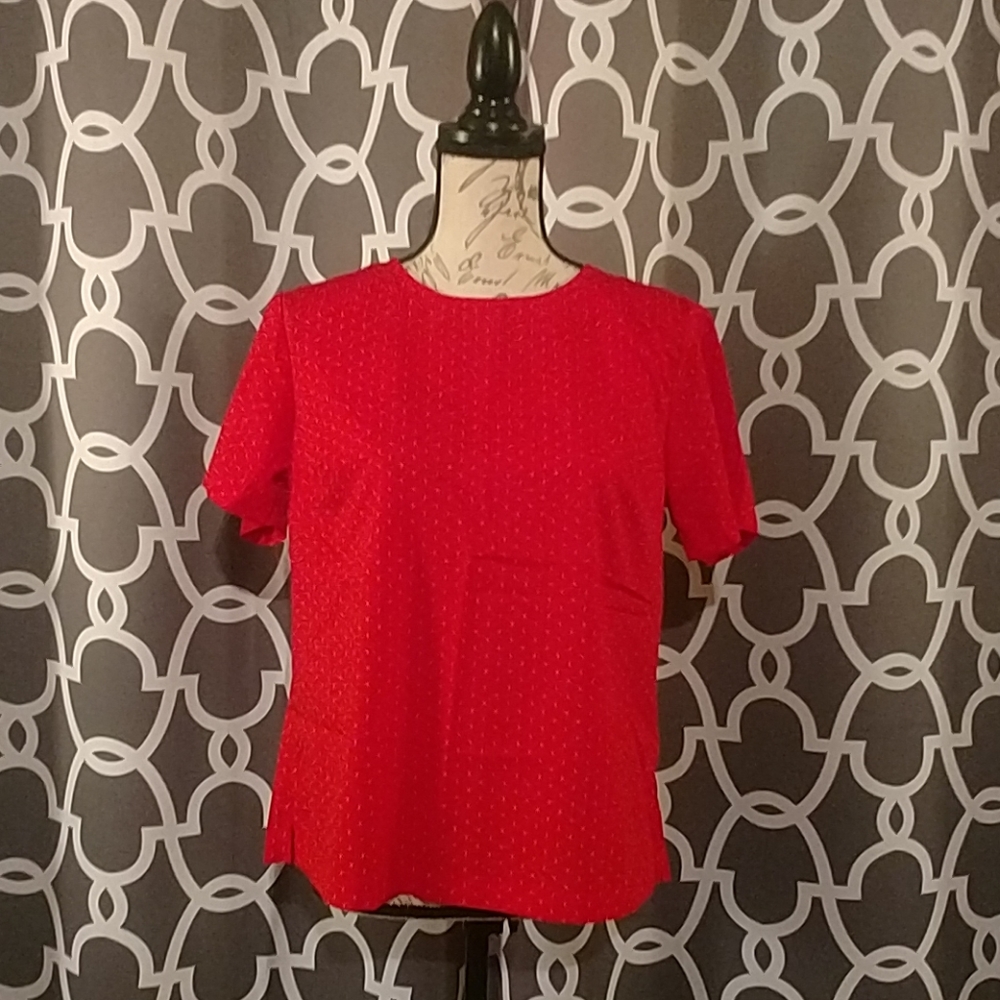 Red polka dot polyester shirt